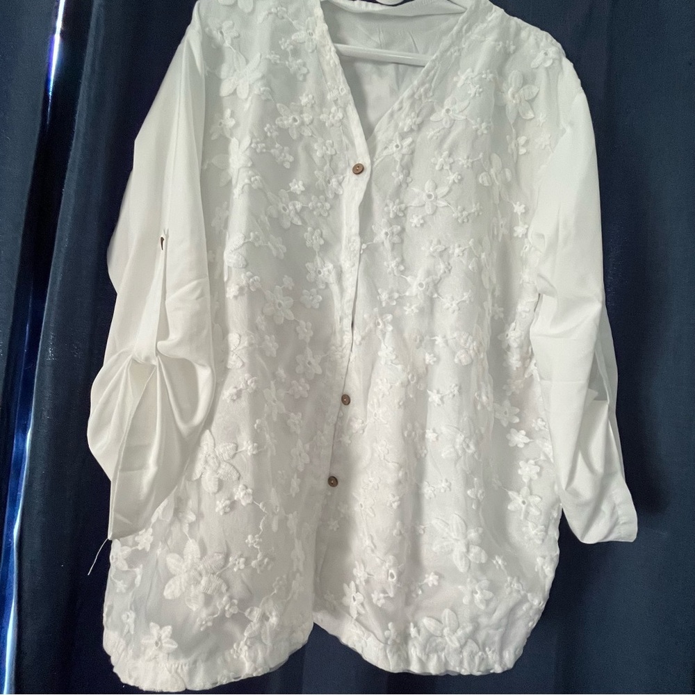 White Boxy Embellished Blouse